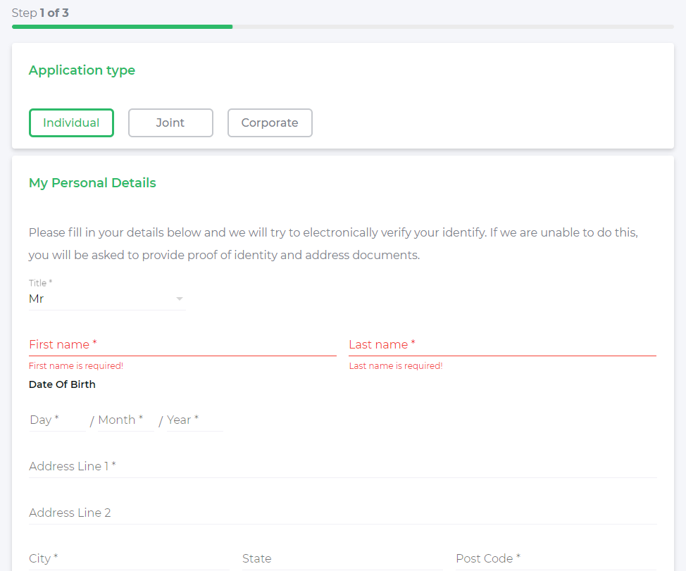 Eightcap’s account registration process