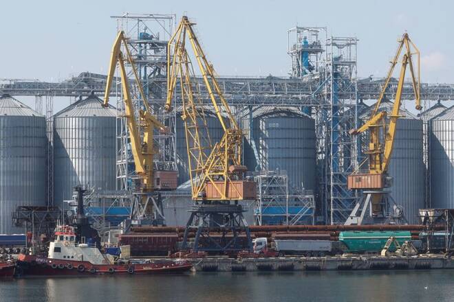 Views shows a grain terminal in the sea port in Odesa, Ukraine