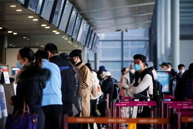 Travel season ahead of the Chinese Lunar New Year, at an airport in Shanghai