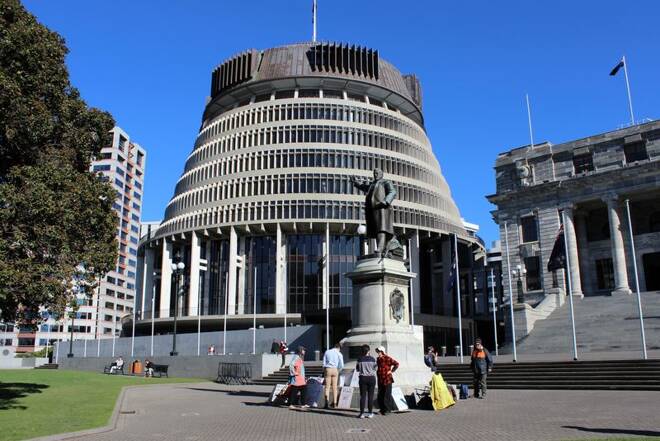 A view shows the Executive Wing of the New Zealand Parliament complex, popularly known as "Beehive" because of the building’s shape, in Wellington