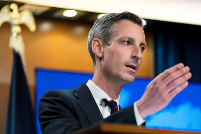 U.S. State Department spokesperson Ned Price speaks during a news conference in Washington