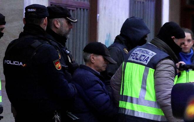 Spanish national police arrest a 74-year-old man linked to letter bombs sent to Ukraine and U.S. embassies, in Miranda de Ebro