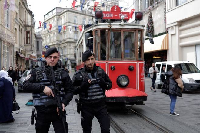Security outside the Swedish consulate in Istanbul