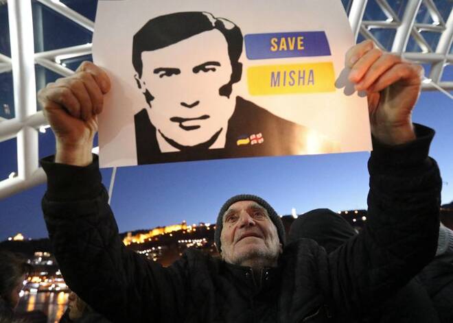 A rally in support of Georgia's jailed ex-President Mikheil Saakashvili in Tbilisi