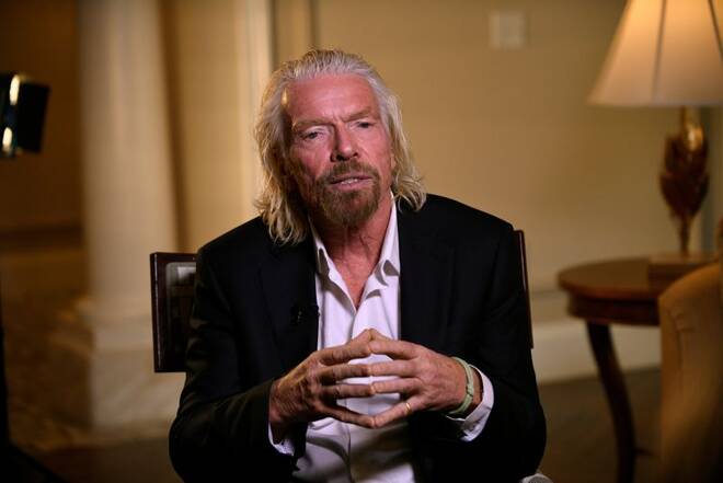 Virgin Galactic founder Richard Branson speaks during the Space Symposium in Colorado Springs