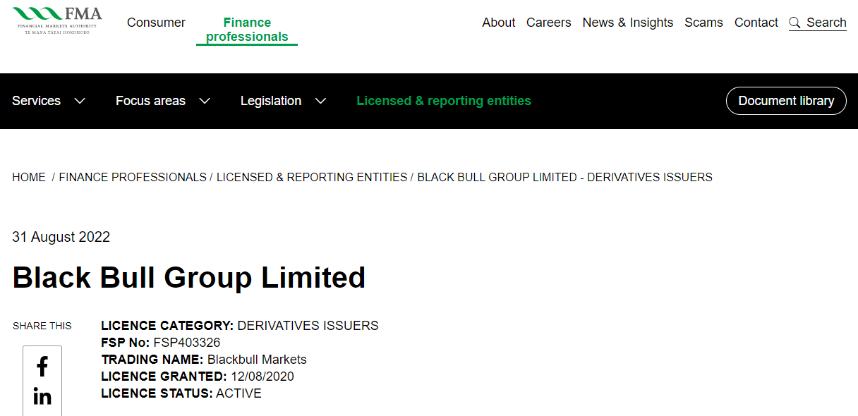 Black Bull Group Limited record on FMA