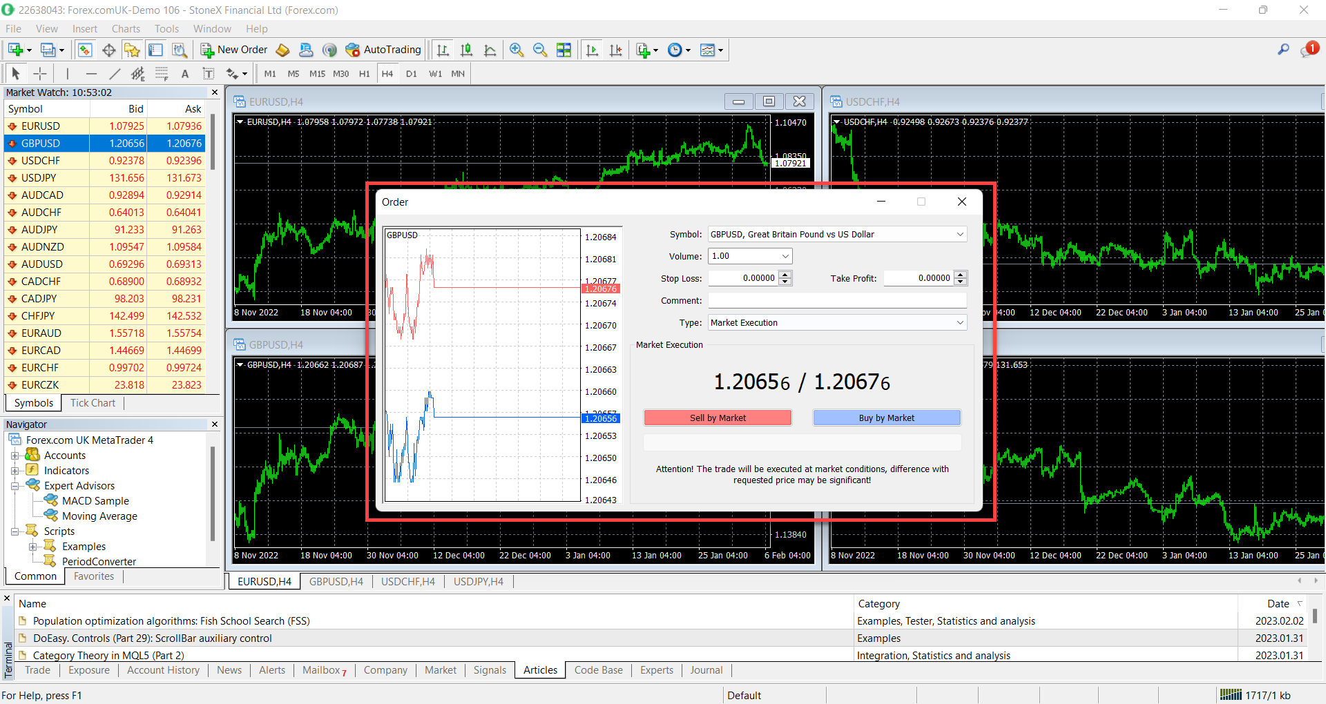 Order Entry on the MetaTrader 4 Platform