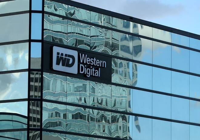 A Western Digital office building is shown in Irvine, California