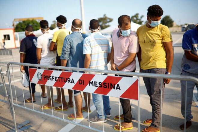Migrants on board Open Arms rescue boat arrive at Messina port