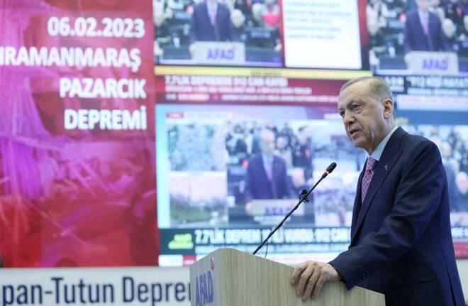 Turkish President Erdogan speaks at AFAD coordination center in Ankara