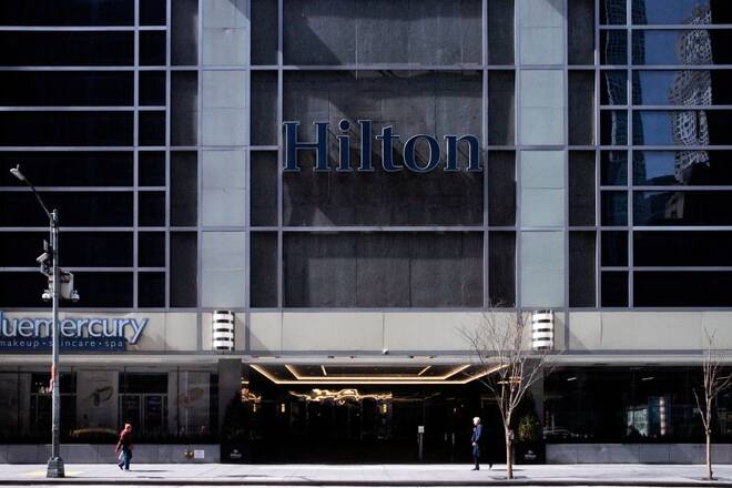 Hilton Midtown hotel is seen on 52nd street in New York City