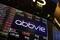 The logo for AbbVie is displayed on a screen at the New York Stock Exchange (NYSE) in New York City