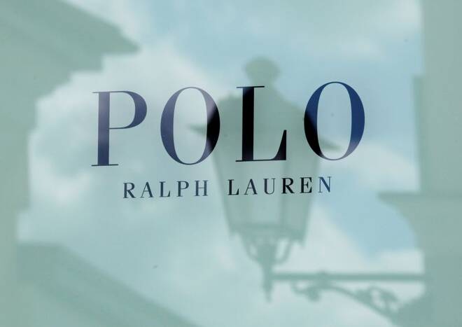 Polo by Ralph Lauren store logo is seen on a shopping center at the outlet village Belaya Dacha outside Moscow