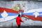 A person walks past a graffiti in the northern part of the ethnically-divided town of Mitrovica