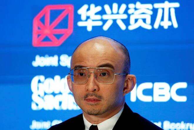 Fan Bao, founder, Chairman and CEO of China Renaissance Group holds a news conference in Hong Kong