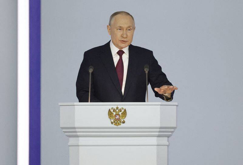 Russian President Putin delivers his annual address to the Federal Assembly in Moscow