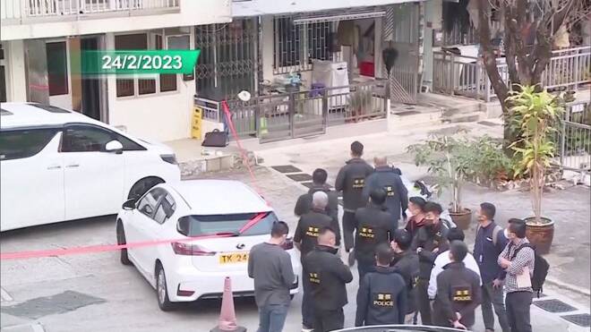 Police seals off the village house where 28-year-old model Abby Choi was suspected to have been dismembered, in Tai Po District