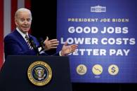 U.S. President Joe Biden delivers remarks on the economy at the IBEW Local 26 in Lanham