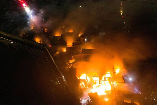 Pertamina's fuel station on fire in Jakarta