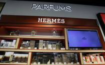 Perfumes by French luxury brand Hermes are seen on display at the duty free shop at the Nice International Airport, in Nice