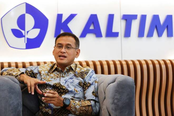 Chief Executive Officer of Pupuk Kaltim Rahmad Pribadi gestures during an interview at his office in Jakarta