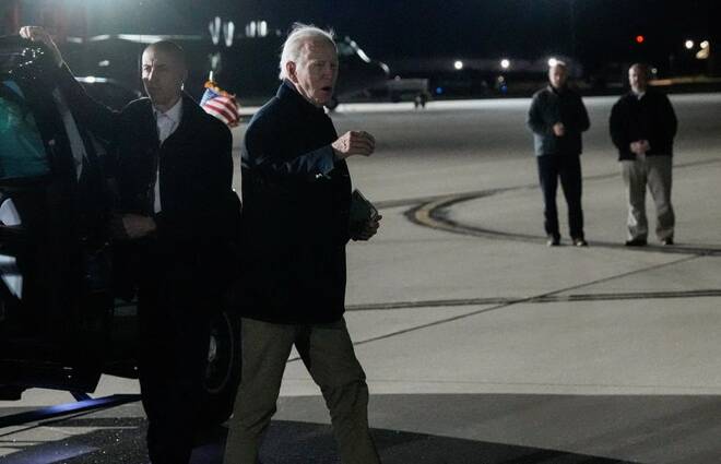 U.S. President Joe Biden walks to board Air Force One at Delaware Air National Guard Base