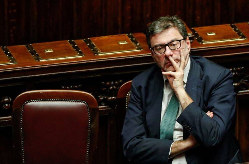 Italian Economy Minister Giancarlo Giorgetti during a parliament budget vote