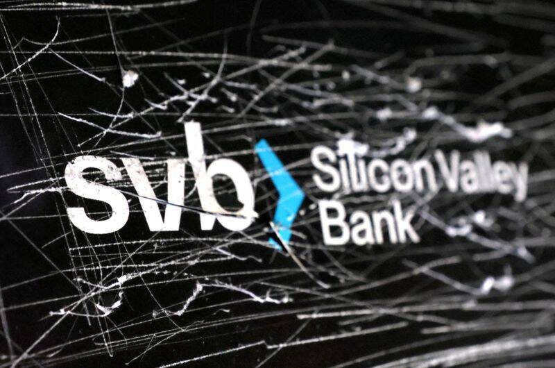Illustration shows destroyed SVB (Silicon Valley Bank) logo