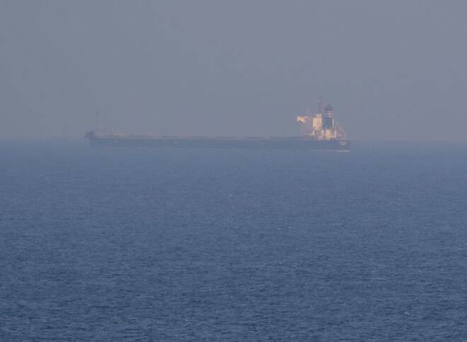 A grain ship carrying Ukrainian grain is seen in the Black Sea near Ukrainian port of Odesa