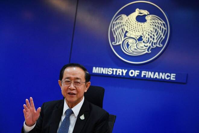 Thailand’s finance minister Arkhom Termpittayapaisith speaks during an interview with Reuters in Bangkok