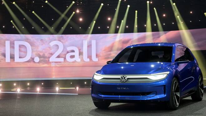 Volkswagen presents its new electric model vehicle, in Hamburg