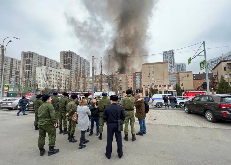 FSB border patrol building on fire in Rostov-on-Don