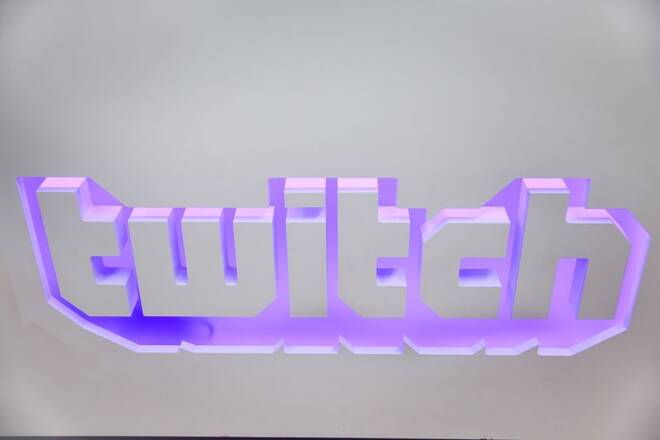 The twitch logo is seen at the offices of Twitch Interactive Inc, a social video platform and gaming community owned by Amazon, in San Francisco, California