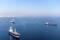 Commercial vessels including vessels which are part of Black Sea grain deal wait to pass the Bosphorus strait off the shores of Yenikapi in Istanbul