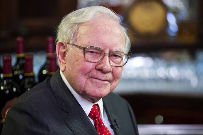 Warren Buffett, Chairman, CEO and largest shareholder of Berkshire Hathaway takes part in interviews before a fundraising luncheon for the nonprofit Glide Foundation in New York