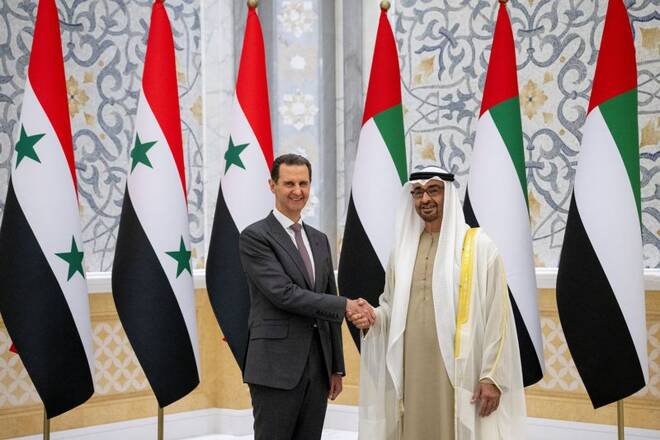 Syria's President Bashar al-Assad meets with President of the United Arab Emirates Sheikh Mohamed bin Zayed Al Nahyan in Abu Dhabi