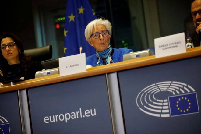 ECB President Lagarde addresses the European Parliament's Committee on Economic and Monetary Affairs, in Belgium