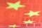 Illustration picture of China yuan banknote and computer keyboard reflected on Chinese flag