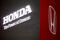 The Honda logo is displayed at the 89th Geneva International Motor Show