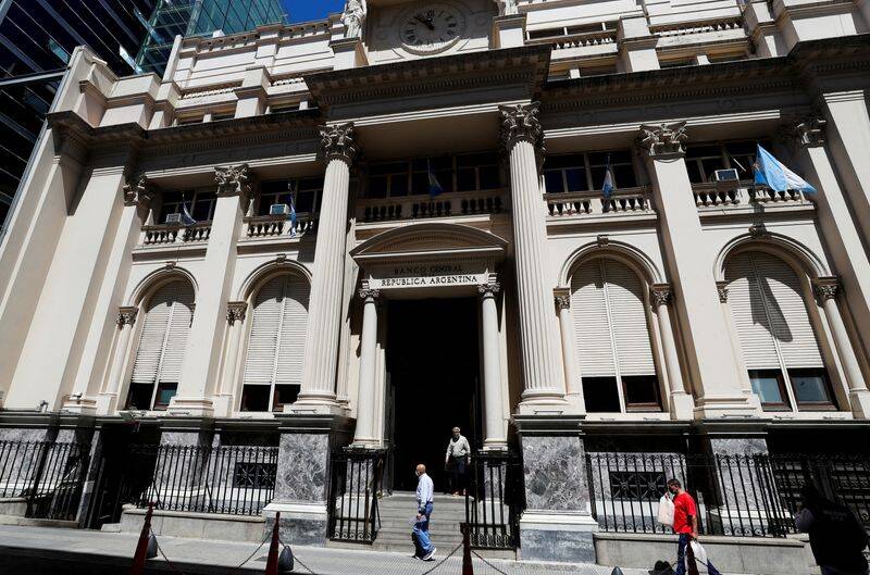 The facade of Argentina's Central Bank is pictured in the financial district of Buenos Aires