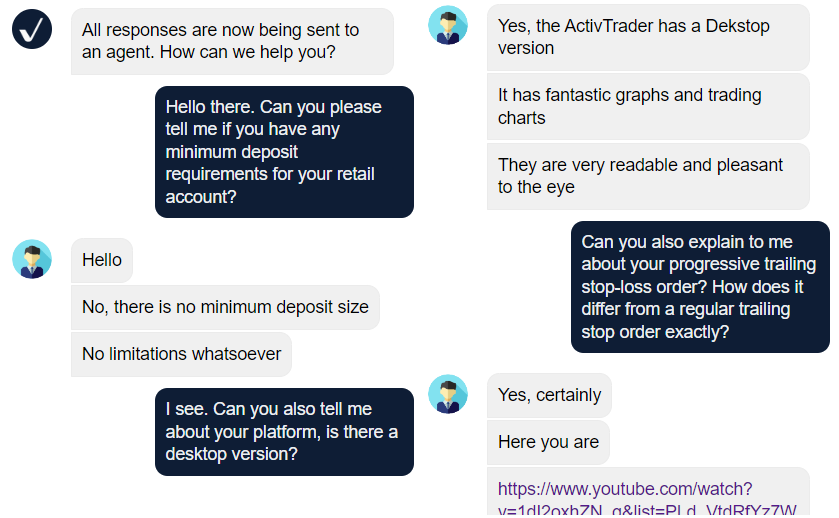 Our conversation with ActivTrades’ support team
