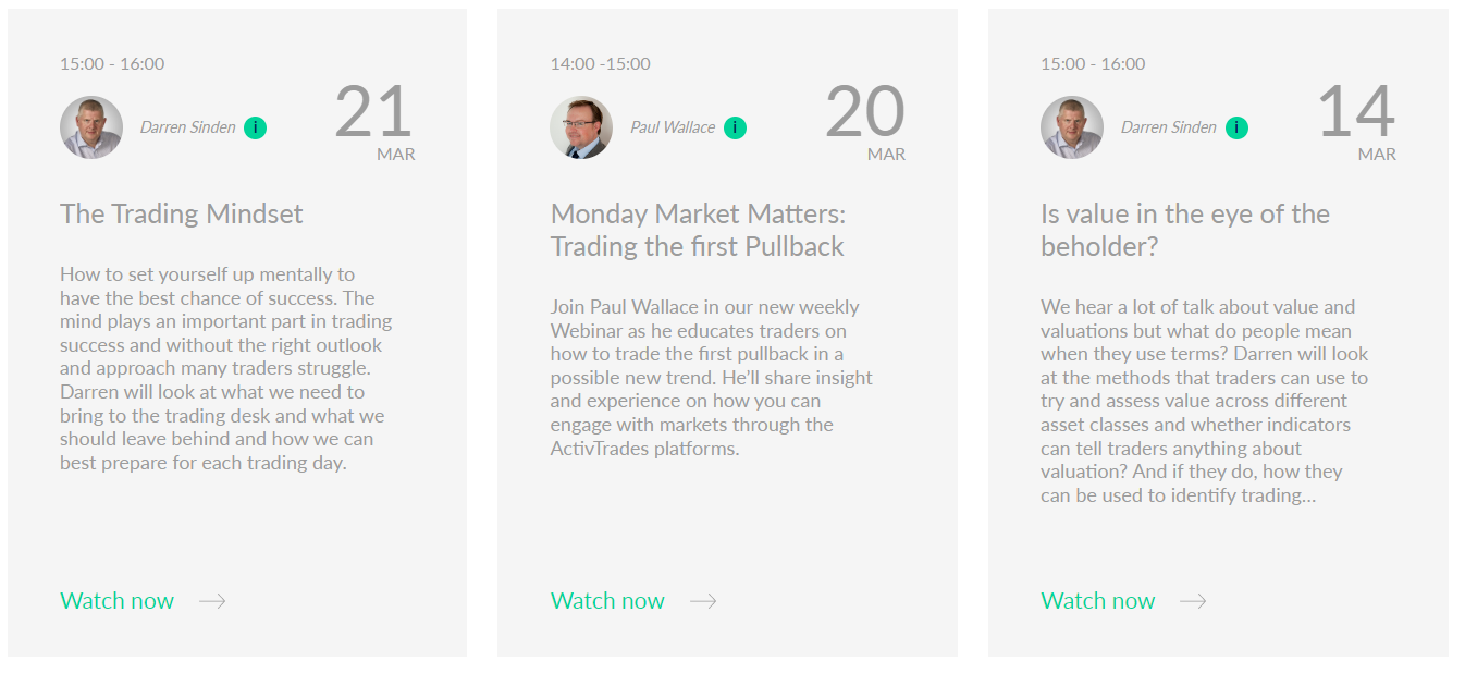 ActivTrades’ educational webinars
