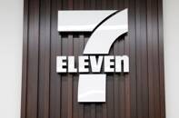 The logo of 7-Eleven is seen at a 7-Eleven convenience store in Tokyo