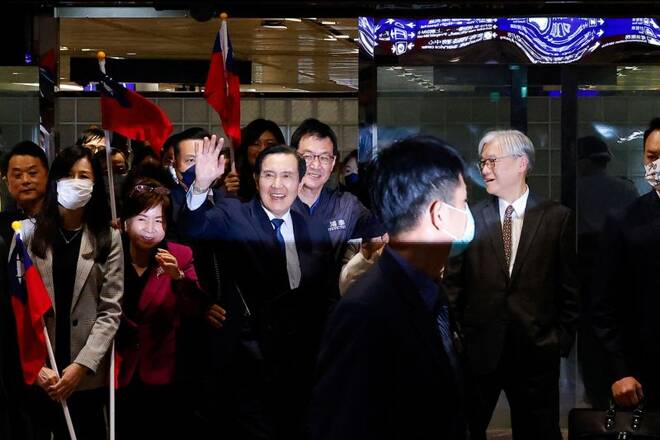 Former Taiwanese President Ma Ying-jeou arrives at Taoyuan international airport in Taoyuan