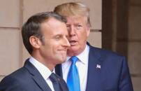 U.S. President Donald Trump and French President Emmanuel Macron meet at the Prefecture of Caen, Normandy