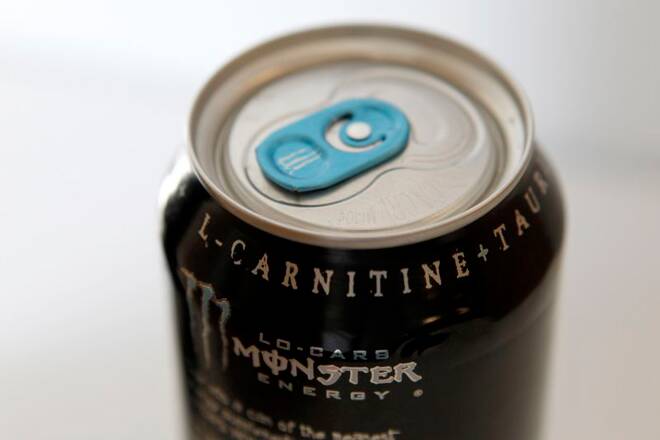 A can of Monster energy drink is shown in this photo illustration in Los Angeles
