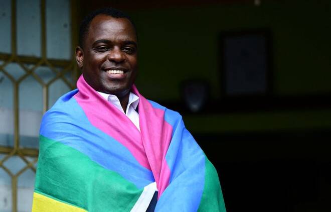 Ugandan LGBTQ activist Frank Mugisha poses for a photograph after a Reuters interview in Makindye suburb, of Kampala