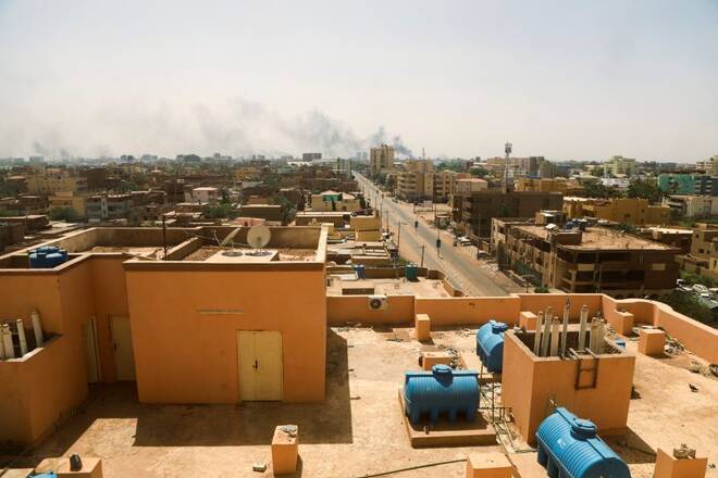 Smoke rises over buildings during clashes between the paramilitary Rapid Support Forces and the army in Khartoum
