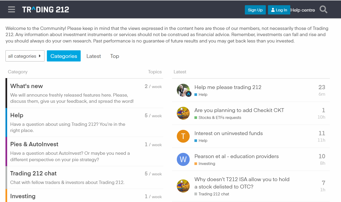 Trading 212’s Community Forum