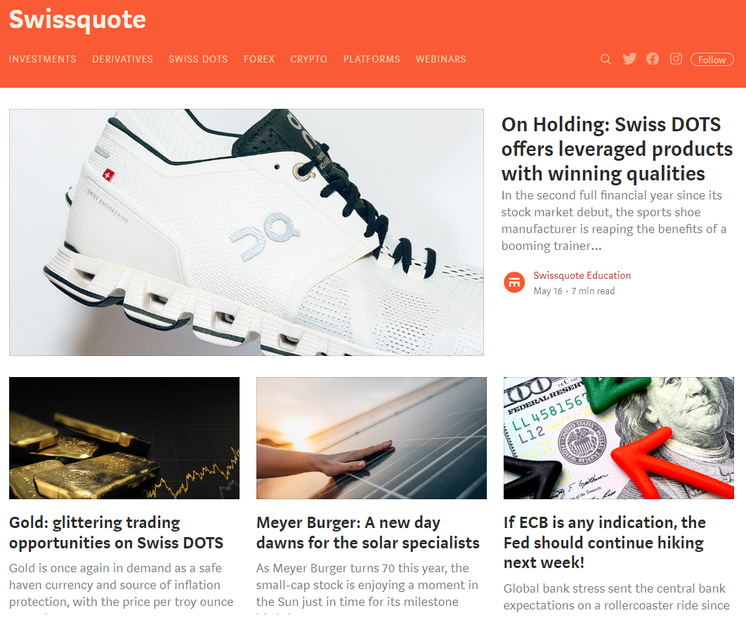 Swissquote’s rich blog section